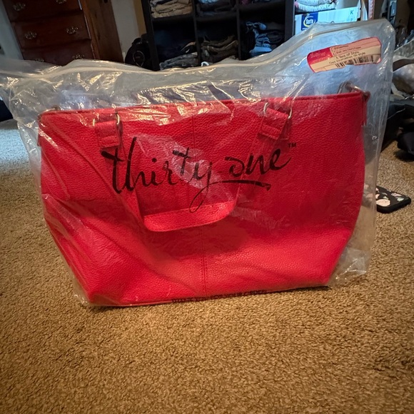 Thirty-One Vibrant Red Tote Bag - Picture 1 of 3